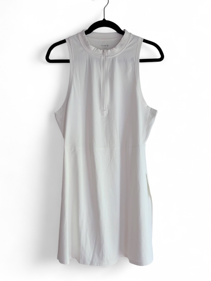Nwt Old Navy Active Powersoft Go Dry White Pleated Skirt Sleeveless Dress Size L